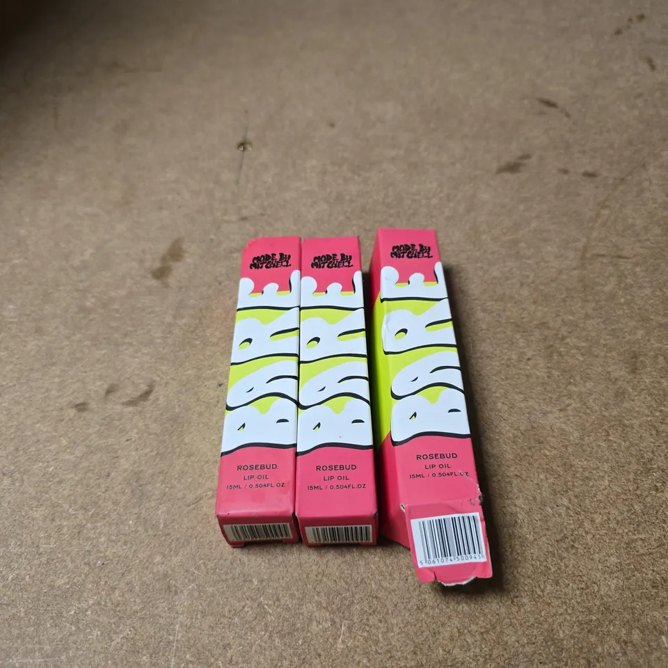 SET OF 3 MADE BY MITCHELL ROSEBUD LIP OIL 15ML