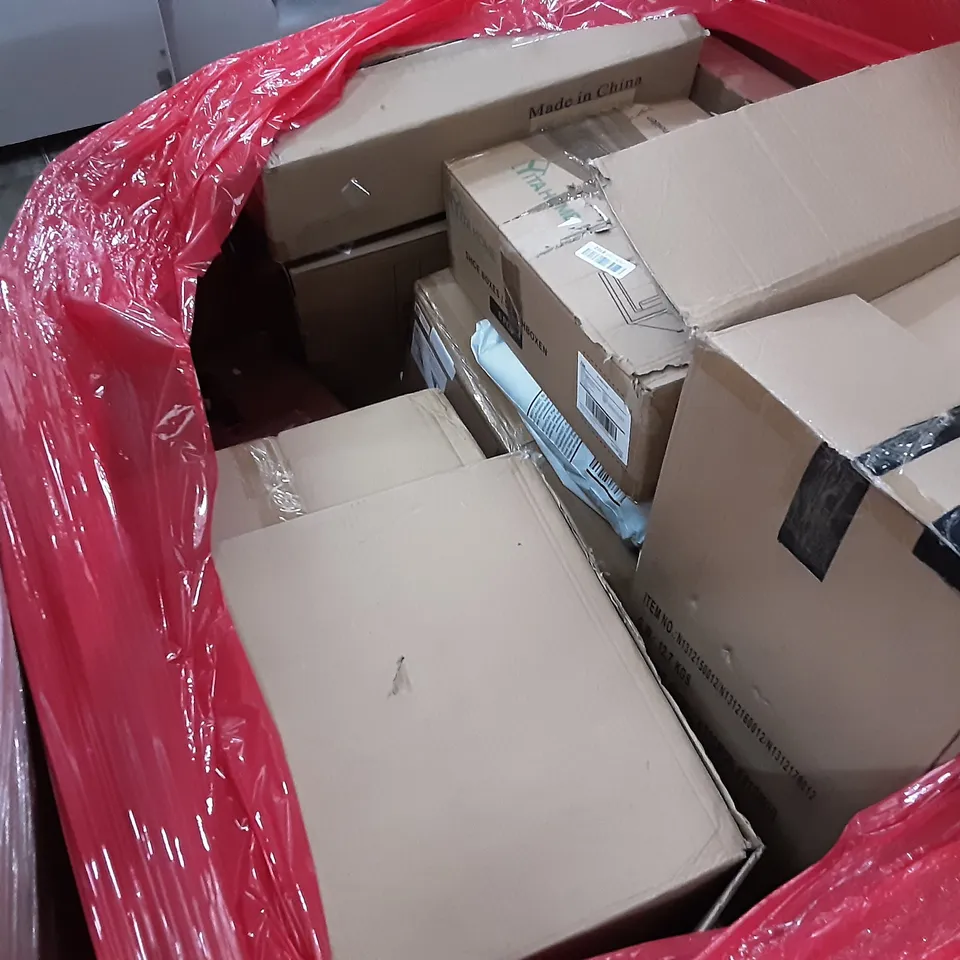 PALLET OF ASSORTED PRODUCTS INCLUDING YITA HOME SHOE BOXES, TOILET SEAT, WALL HANG CLOAK, PARLAT LED 
