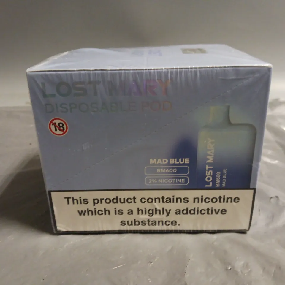 SEALED 10-PACK OF LOST MARY DISPOSABLE POD BM600 MAD BLUE VAPES