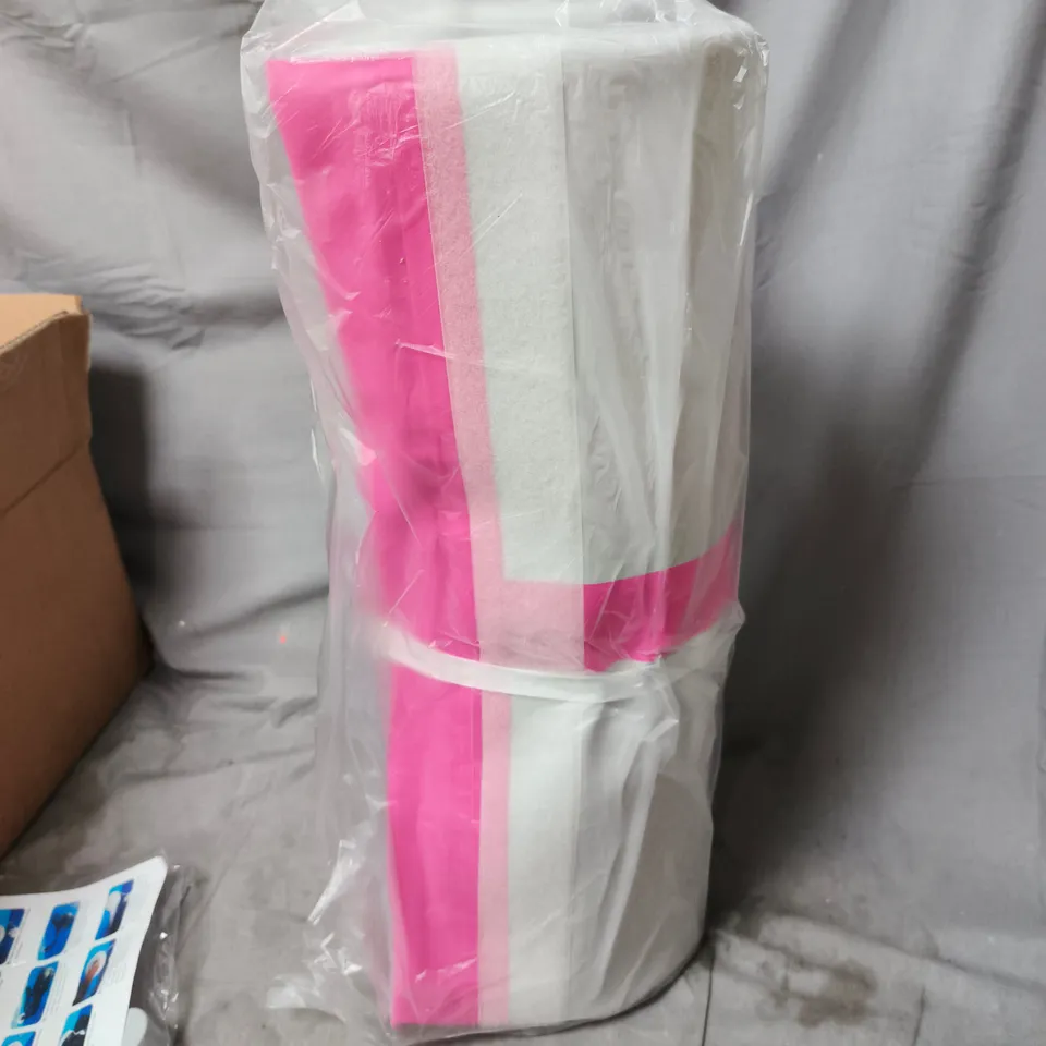 INFLATABLE CAMPING MAT – PINK & WHITE STRIPES, SEALED IN ORIGINAL PACKAGING