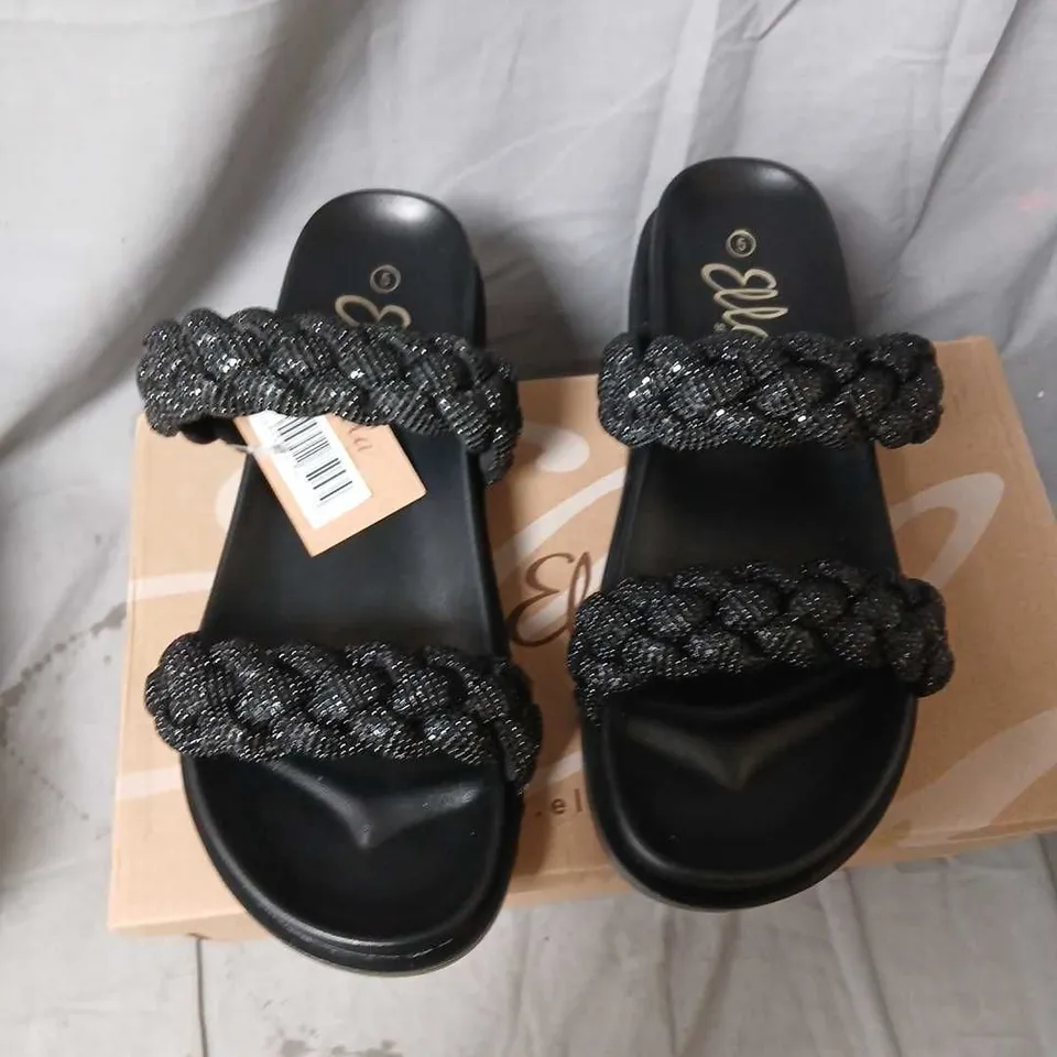 ELLA KITTY SANDALS – BLACK, UK 5 (BRAIDED STRAPS)