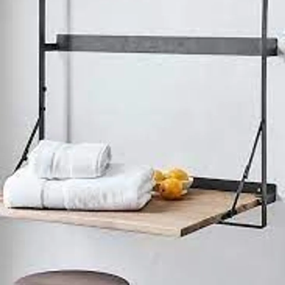 BOXED LLOYD PASCAL BLACK WOOD EFFECT WALL MOUNTED FOLDING TABLE 