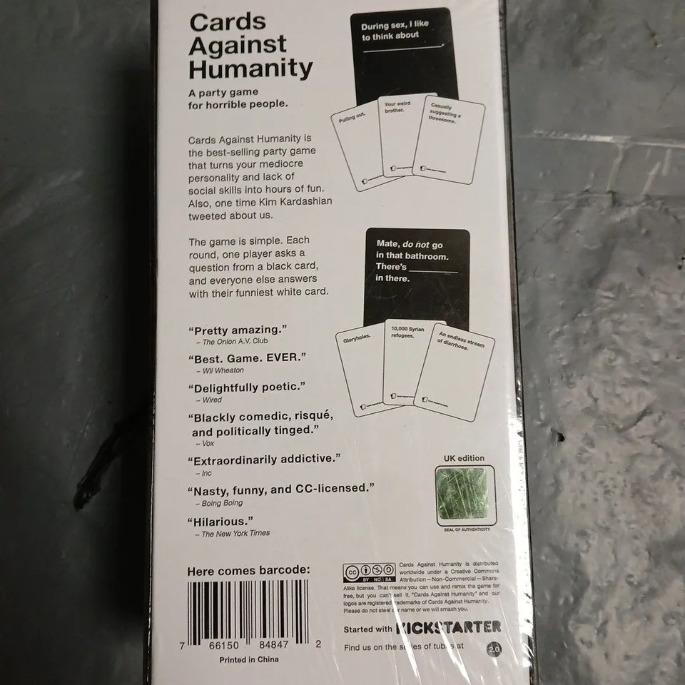 SEALED CARDS AGAINST HUMANITY UK EDITION