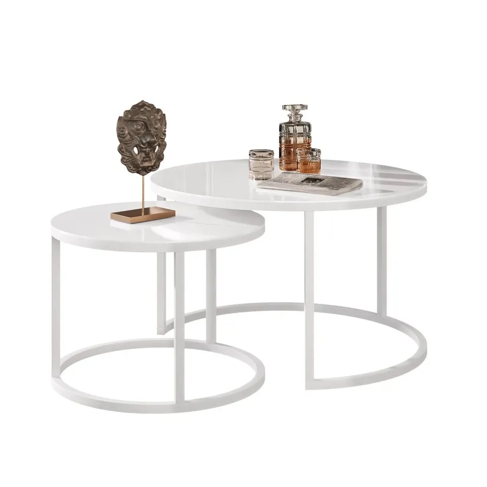 BOXED PERRYTON FRAME COFFEE TABLE - WHITE TOP (1 BOX)