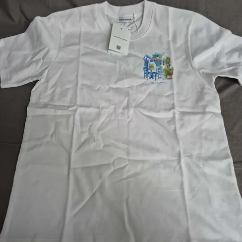 TROPEZ OFFICIAL WHITE T-SHIRT WITH RIVIERA PRINT – SIZE M