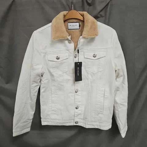 DC MILAN FUR INSIDE BUTTON JACKET IN WHITE - SMALL