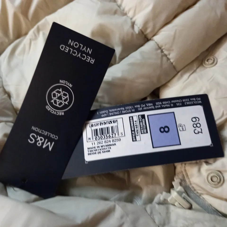 M&S COLLECTION FEATHER & DOWN CREAM LONGLINE COAT - 8