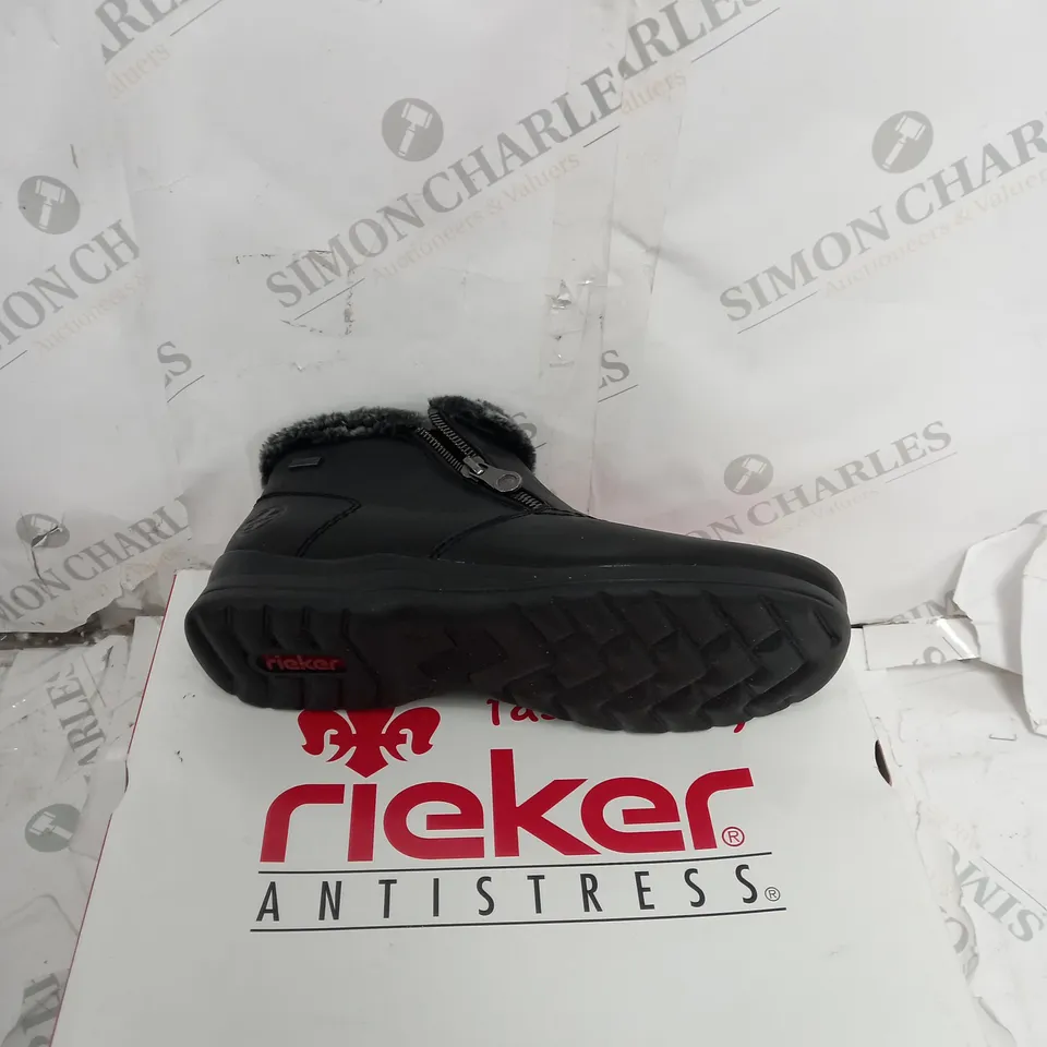 BOXED RIEKER FUR CUFF BOOTS, BLACK - SIZE 6.5