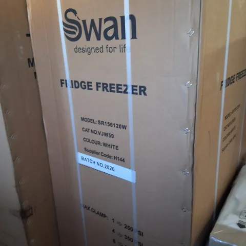 BOXED SWAN SR156120W 55CM 50/50 TOTAL NO FROST FRIDGE FREEZER - WHITE