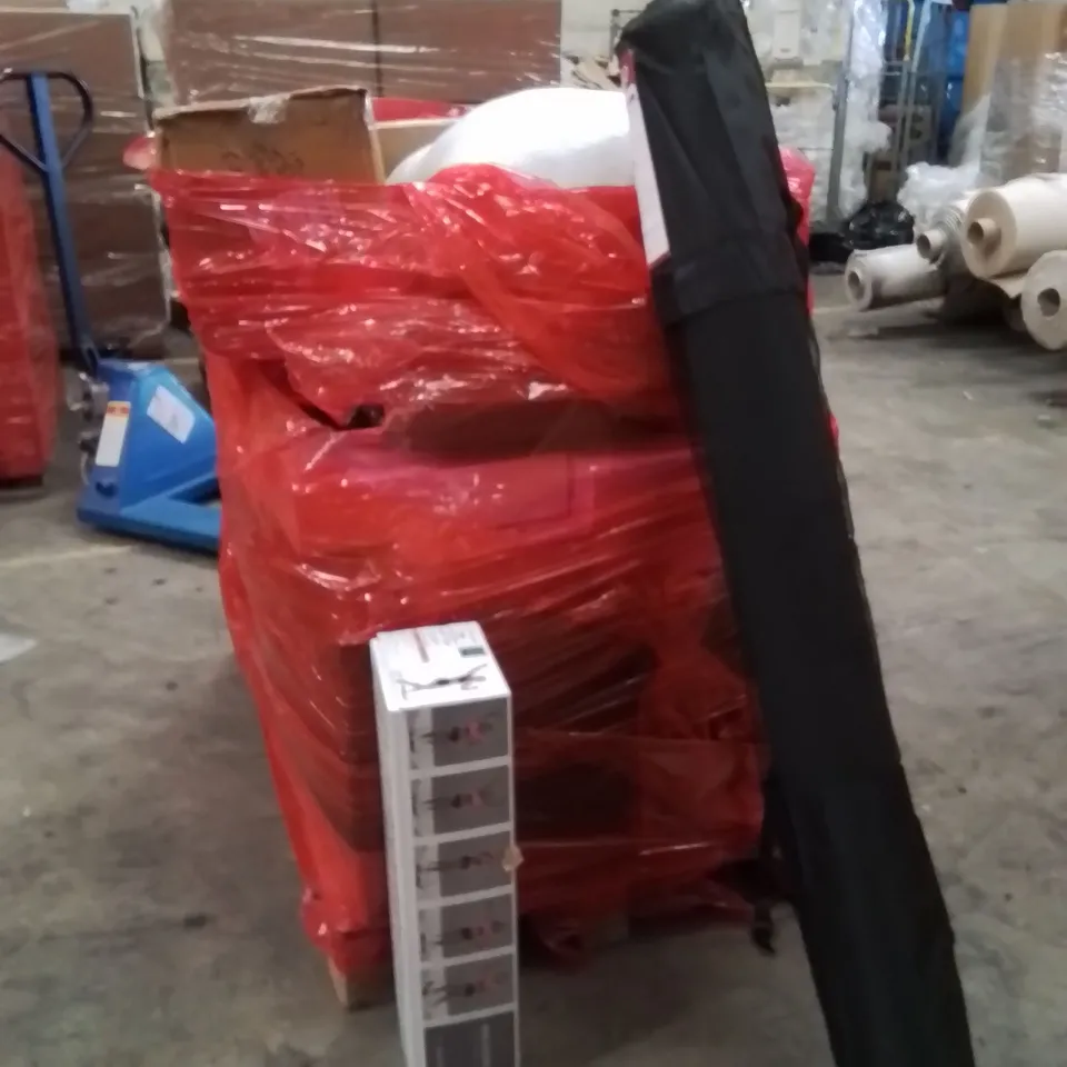 PALLET OF ASSORTED HOUSEHOLD GOODS AND PRODUCTS TO INCLUDE;RESISTANCE BANDS,YOGA MAT