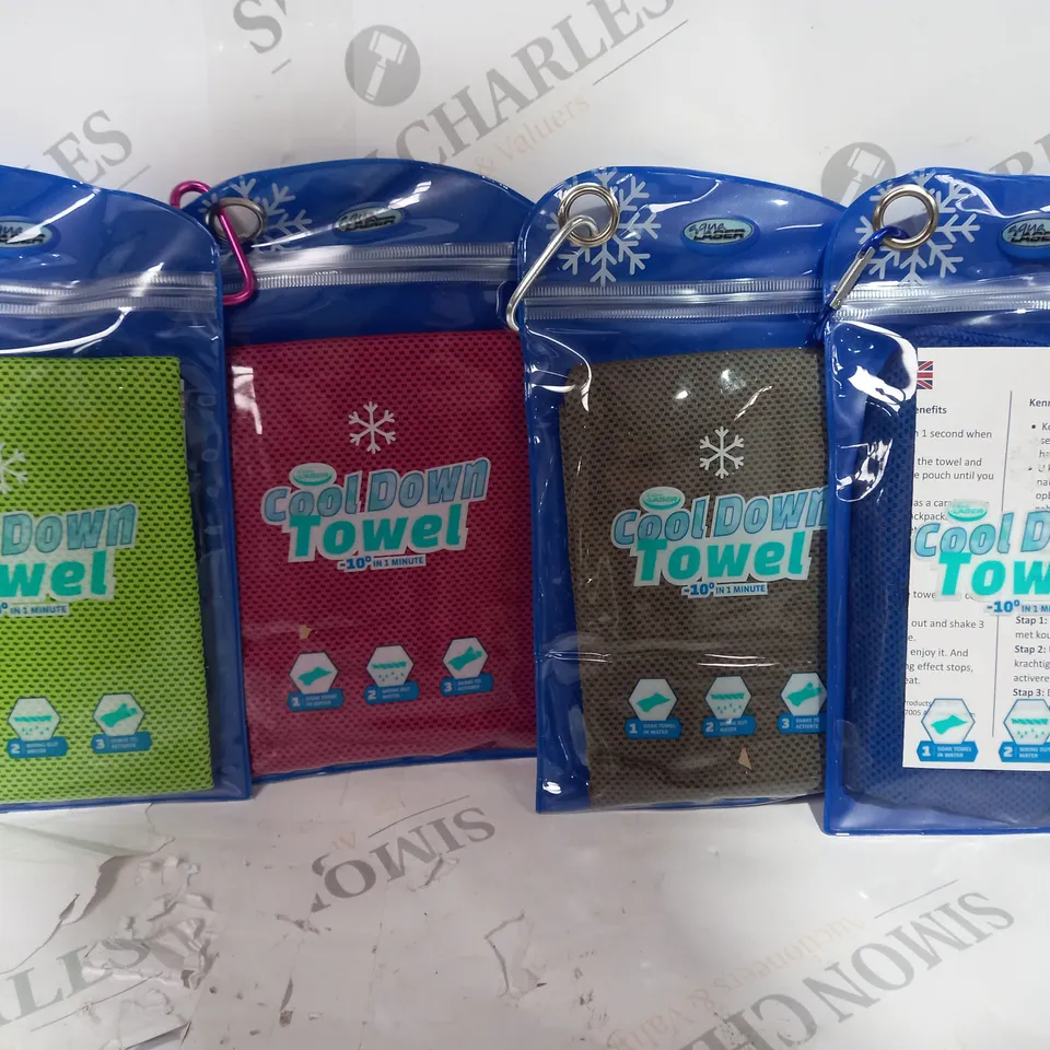 BOXED AQUA LASER SET OF 4 COOL DOWN TOWELS