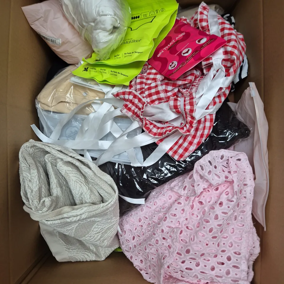 APPROXIMATELY 25 ASSORTED CLOTHING PRODUCTS IN VARIOUS STYLES & SIZES 