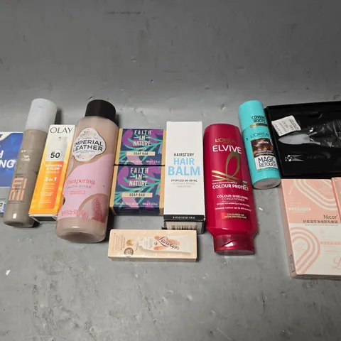 APPROXIMATEY 15 HEALTH AND BEAUTY PRODUCTS TO INCLUDE LOREAL ROOT SPRAY, HAIR BALM, AND FAITH IN NATURE SOAP ETC. - COLLECTION ONLY