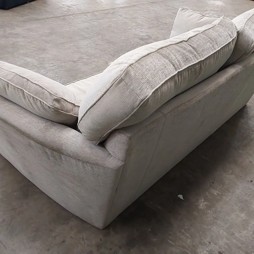 DESIGNER FABRIC UPHOLSTERED SOFA WITH CUSHIONS 