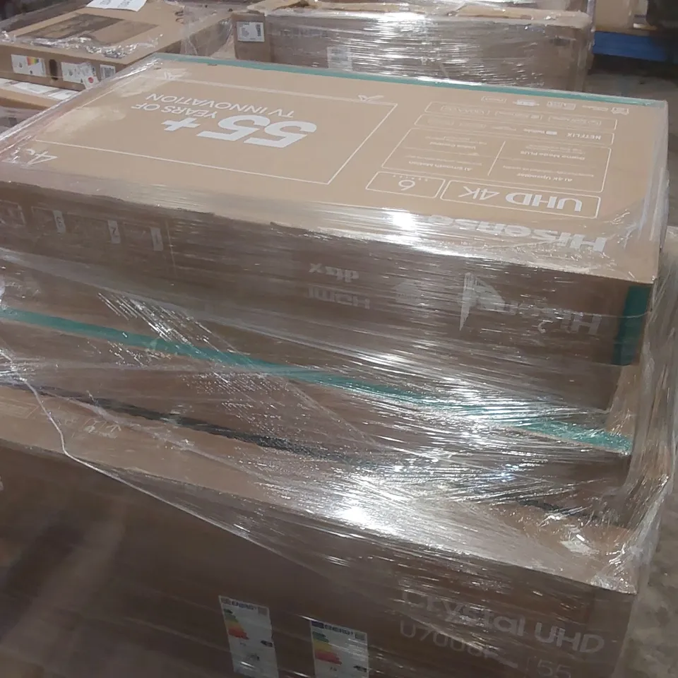 PALLET CONTAINING A LARGE QUANTITY OF ASSORTED DAMAGED TVs