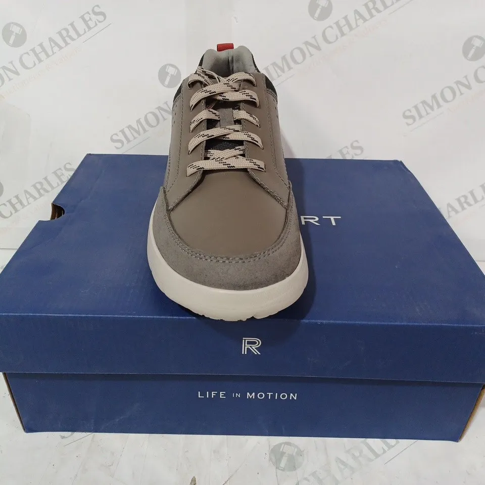 BOXED PAIR OF ROCKPORT CAYDEN TRAINERS IN OLIVE UK SIZE 8