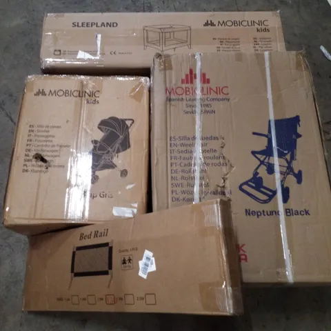 PALLET CONTAINING ASSORTED PRODUCTS INCLUDING BED RAIL, WHEELCHAIR, STROLLER & KIDS PLAYPEN 