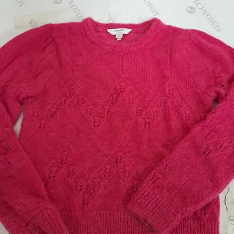 LK BENNET KNITTED JUMPER WITH ZIGZAG PATTERN IN PINK - SMALL