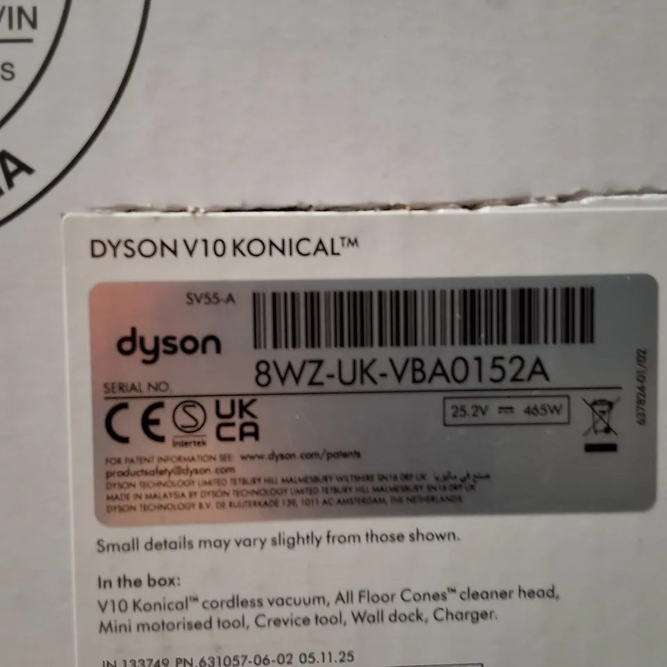 DYSON V10 KONICAL CORDLESS VACUUM CLEANER – BOXED