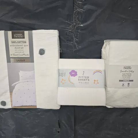BOX OF APROX 10 ASSORTED BEADING ITEMS TO INCLUDE SINGLE DUVET SET, BABY FITTED SHEETS AND SINGLE FITTED SHEET