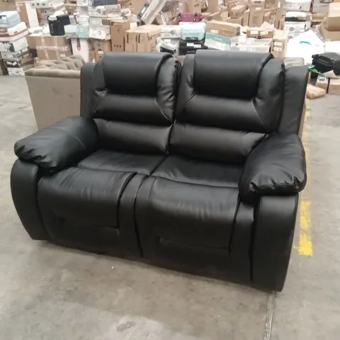VANCOUVER 2 SEATER MANUAL RECLINER SOFA, BLACK PREMIUM FAUX LEATHER