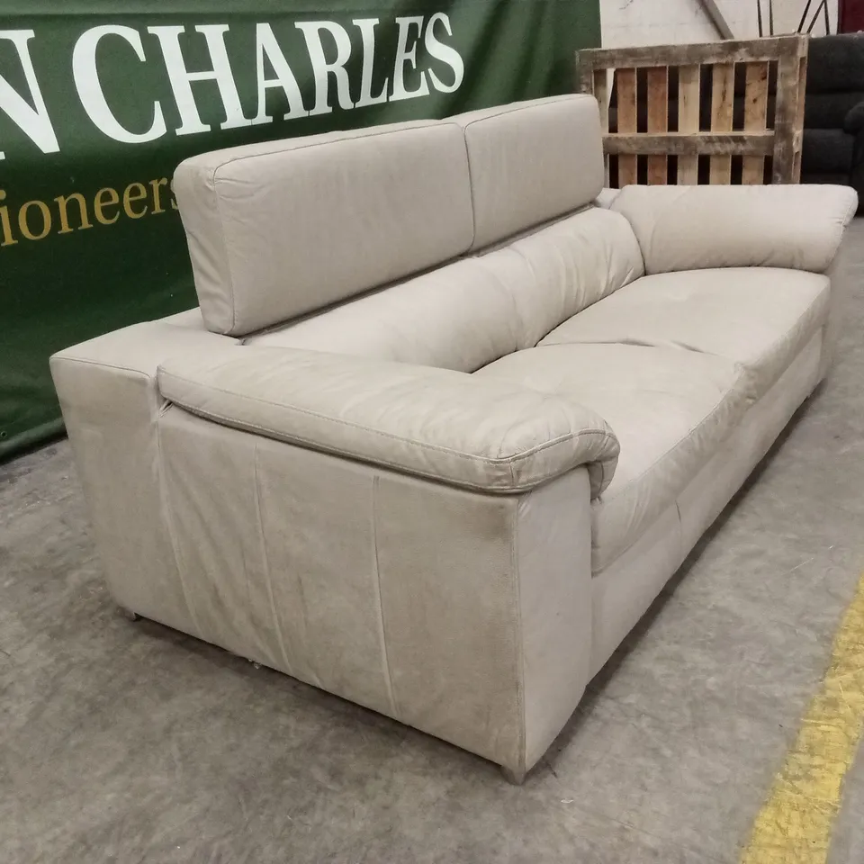 BRADY 100% PREMIUM LEATHER 3 SEATER SOFA - GREY RRP £1049