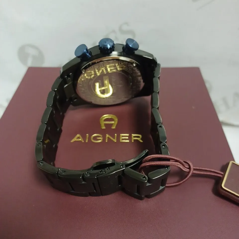BOXED AIGNER GENTS BENEVENTO SWISS MADE WATCH - ALL STAINLESS STEEL - WATER RESISTANT 5 ATM - SUB DIAL. 