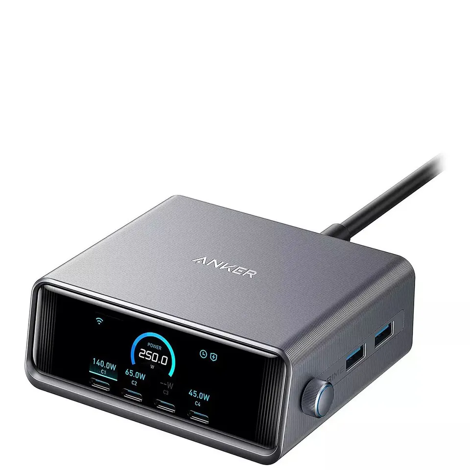 ANKER PRIME, USB-C 6-PORT GAN CHARGING STATION, 250W SUPER FAST CHARGING, SILVER