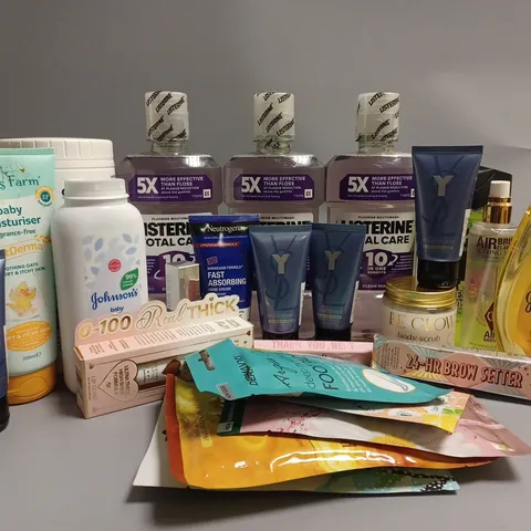 APPROXIMATELY 20 ASSORTED COSMETICS ITEMS TO INCLUDE LISTERINE TOTAL CARE (500ml), YSL AFTER SHAVE BALM (50ml), E45 CREAM (350g), ETC