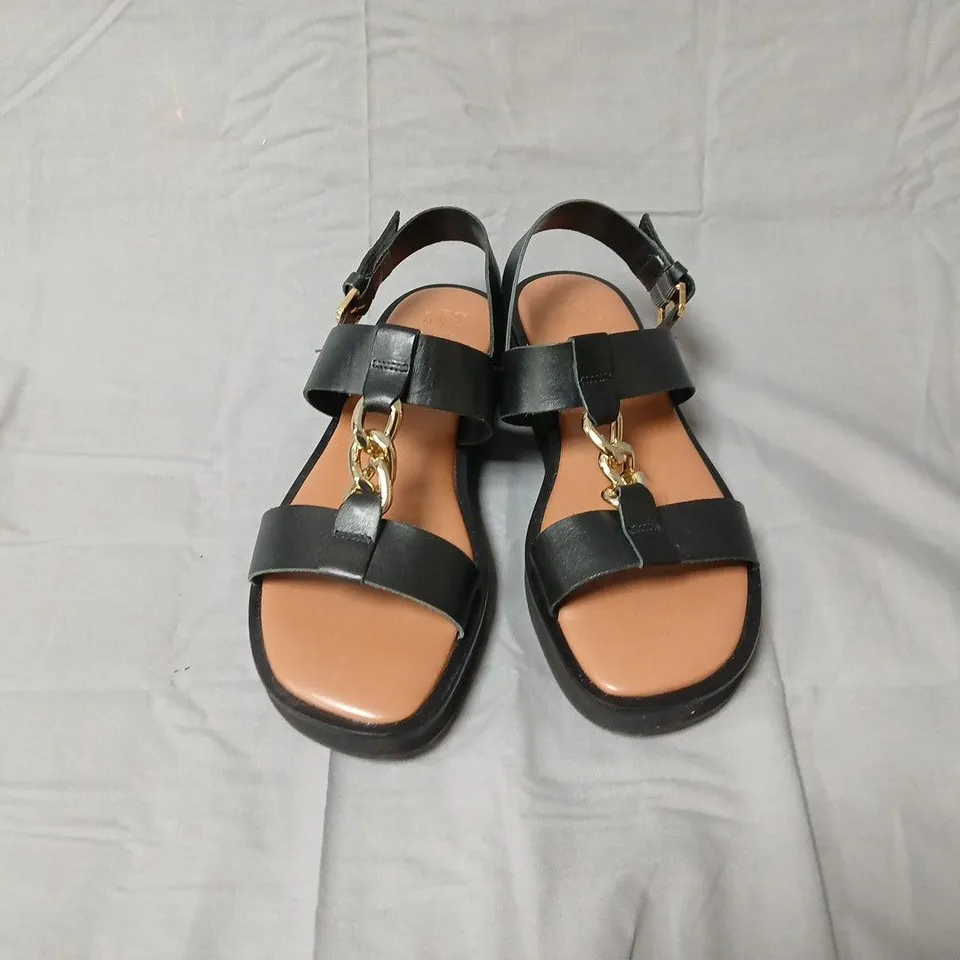Dune London Black Sandals with Gold Chain Connector - UK 6 (EU 39)