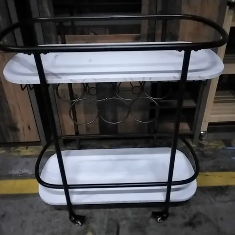 AHMARRIA 2-TIER BAR CART ON WHEELS WITH WINE RACK AND GLASS HOLDER