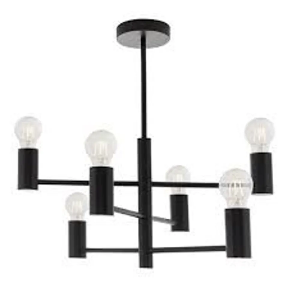 BOXED ENDON STUDIO 6 LIGHT SEMI FLUSH CEILING LIGHT - MATT BLACK