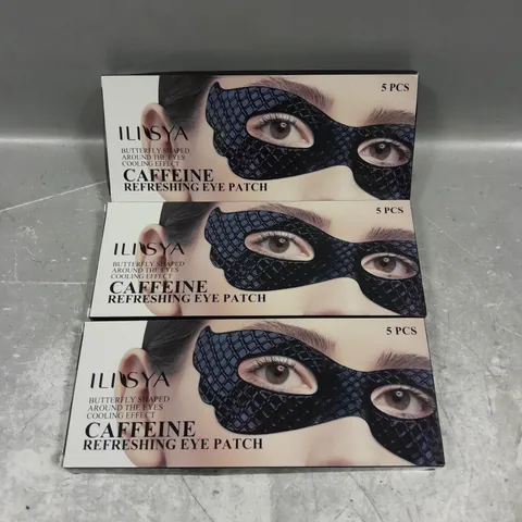 3 X BOXED ILISYA CAFFEINE EYE MASKS - 5 MASKS PER BOX 