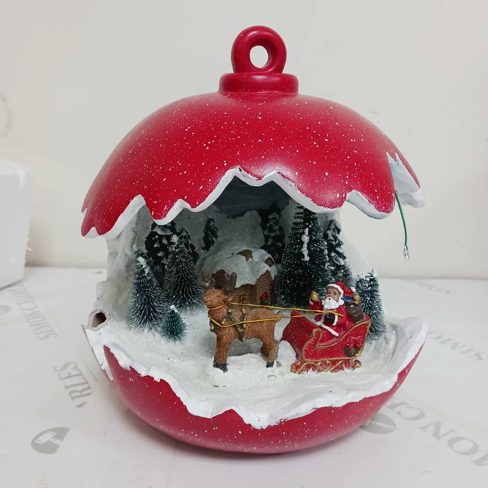 BOXED SANTAS EXPRESS PRE-LIT SPHERE WITH CHRISTMAS CHARACTER SCENE