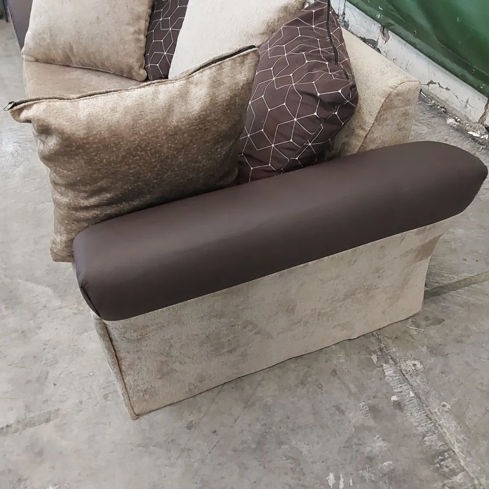 DESIGNER FAUX LEATHER AND FABRIC SOFA 