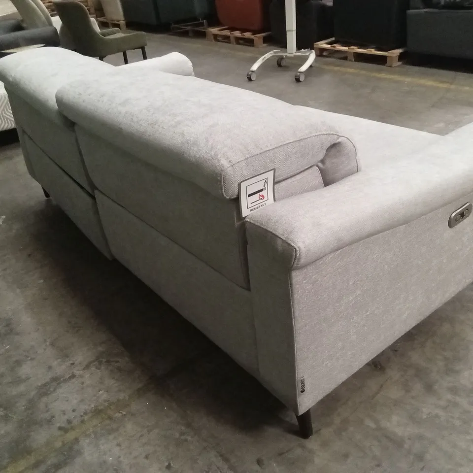 DANETTI SERENE SILVER FABRIC 3 SEATER RECLINER SOFA