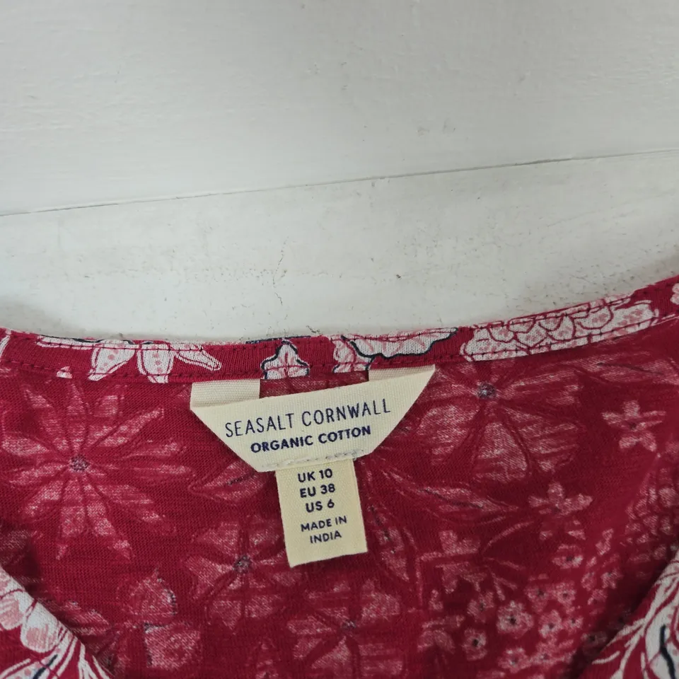SEASALT CORNWALL WOMEN'S DRESS – UK 10 – RED FLORAL ORGANIC COTTON