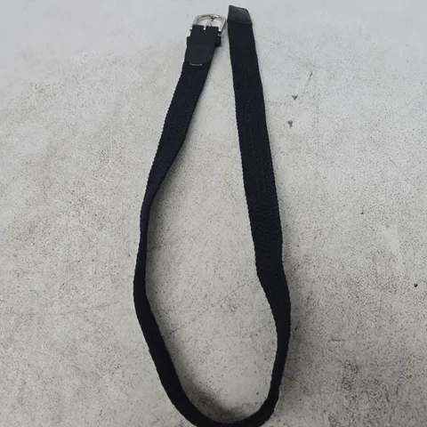 JONES BOOTMAKER NAVY WOVEN BELT WITH LEATHER ENDS