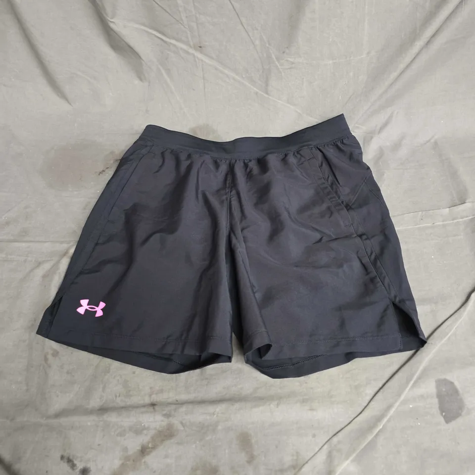 UNDER ARMOUR YOUTH LIGHTWEIGHT SHORTS IN BLACK/PINK SIZE XL