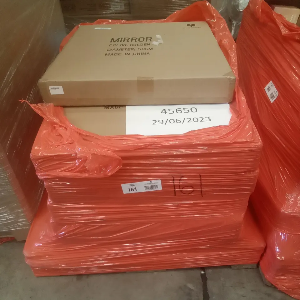 PALLET OF approximately 11 RUMCENT ROUND WALL GOLDEN MIRRORS 50CM