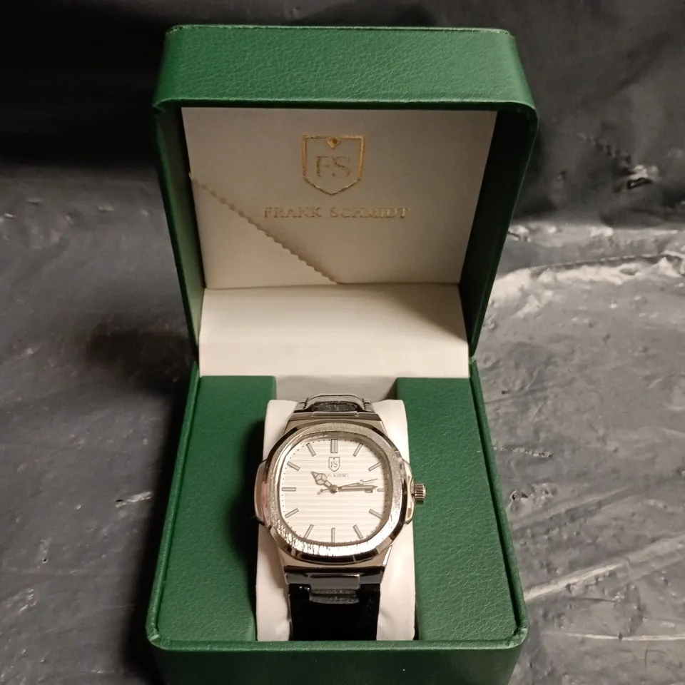 MENS FRANK SCHMIDT WATCH – TEXTURED DIAL WITH DATE – LEATHER STRAP