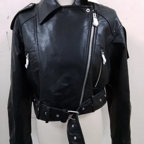 ZARA BIKER STYLE PU JACKET - UK S