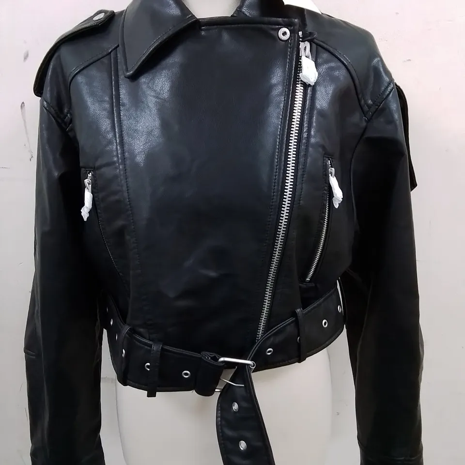 ZARA BIKER STYLE PU JACKET - UK S