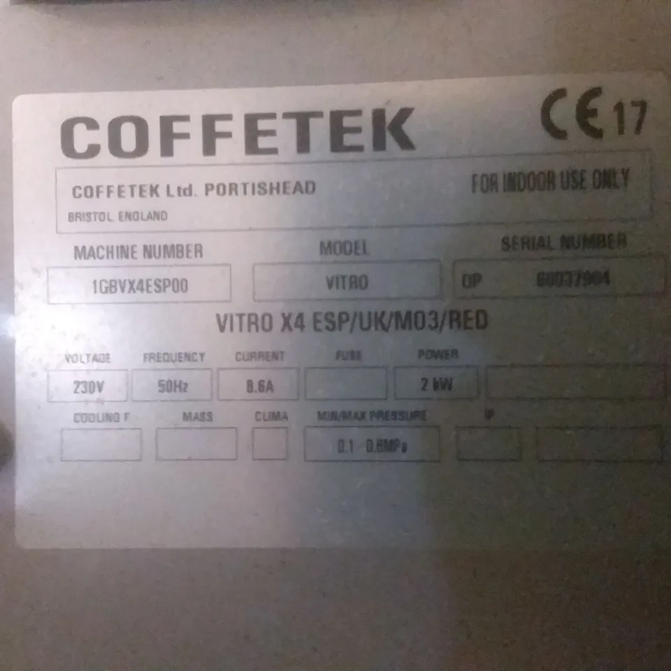 COFFETEK VITRO COFFEE MACHINE 