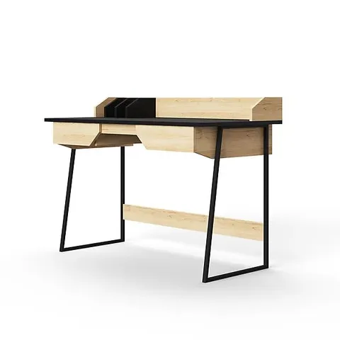 BOXED SALISBURY DESK - LIGHT BROWN/BLACK (1 BOX)
