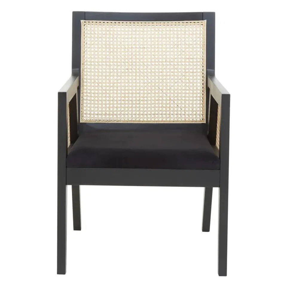 BOXED CANNELLE BLACK VELVET/BIRCH RATTAN DINING CHAIR (1 BOX)