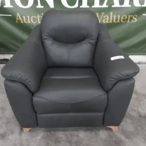 DESIGNER G PLAN MADE JACKSON CAMRIDGE PETROL BLUE LEATHER ARMCHAIR