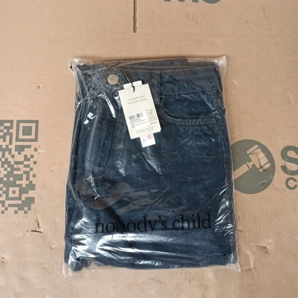 BAGGED NOBODY'S CHILD CLASSIC BARREL LEG JEAN SHORTS IN BLUE SIZE UK 8S