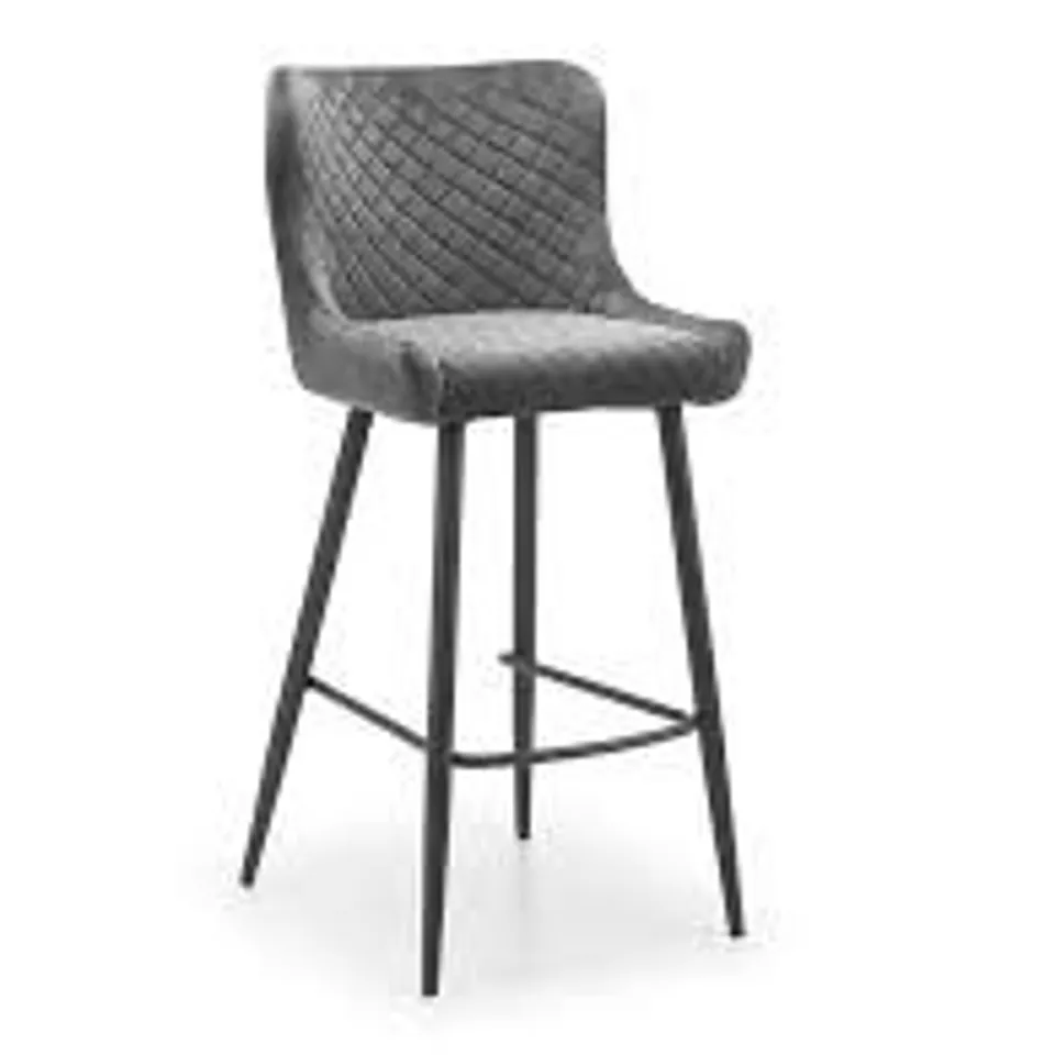 BOXED JULIAN BOWEN LUXE VELVET BAR STOOL - GREY (1 BOX)