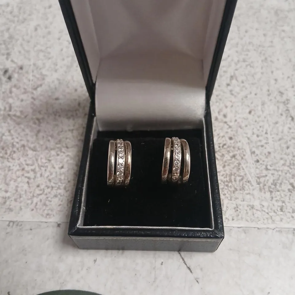 diamonique 3 row cuff hoop earrings